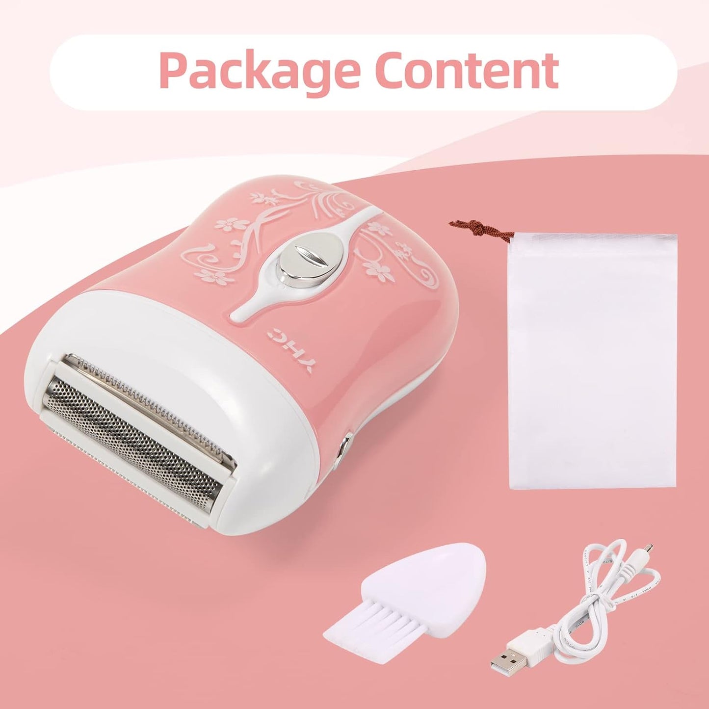 YHC Electric Razor for Women - Cordless Rechargeable Shaver for Legs, Underarms & Bikini | Hypoallergenic Foil