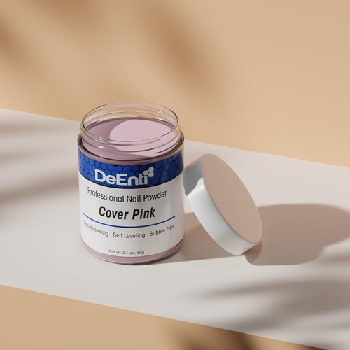 DeEnti Acrylic Nail Powder - 2oz Cover Pink | Professional Bubble-Free Formula for Long-Lasting, Chip-Resistant Nails