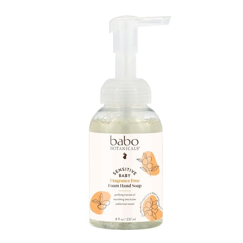 Babo Botanicals Foaming Hand Soap - Fragrance-Free with Manuka Oil & Aloe Vera - Ideal for Sensitive Skin