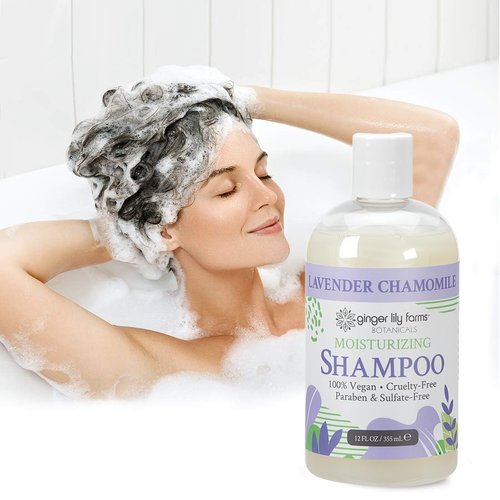 Ginger Lily Farms Botanicals Moisturizing Shampoo - 100% Vegan & Cruelty-Free, Lavender Chamomile, 12 Fl Oz