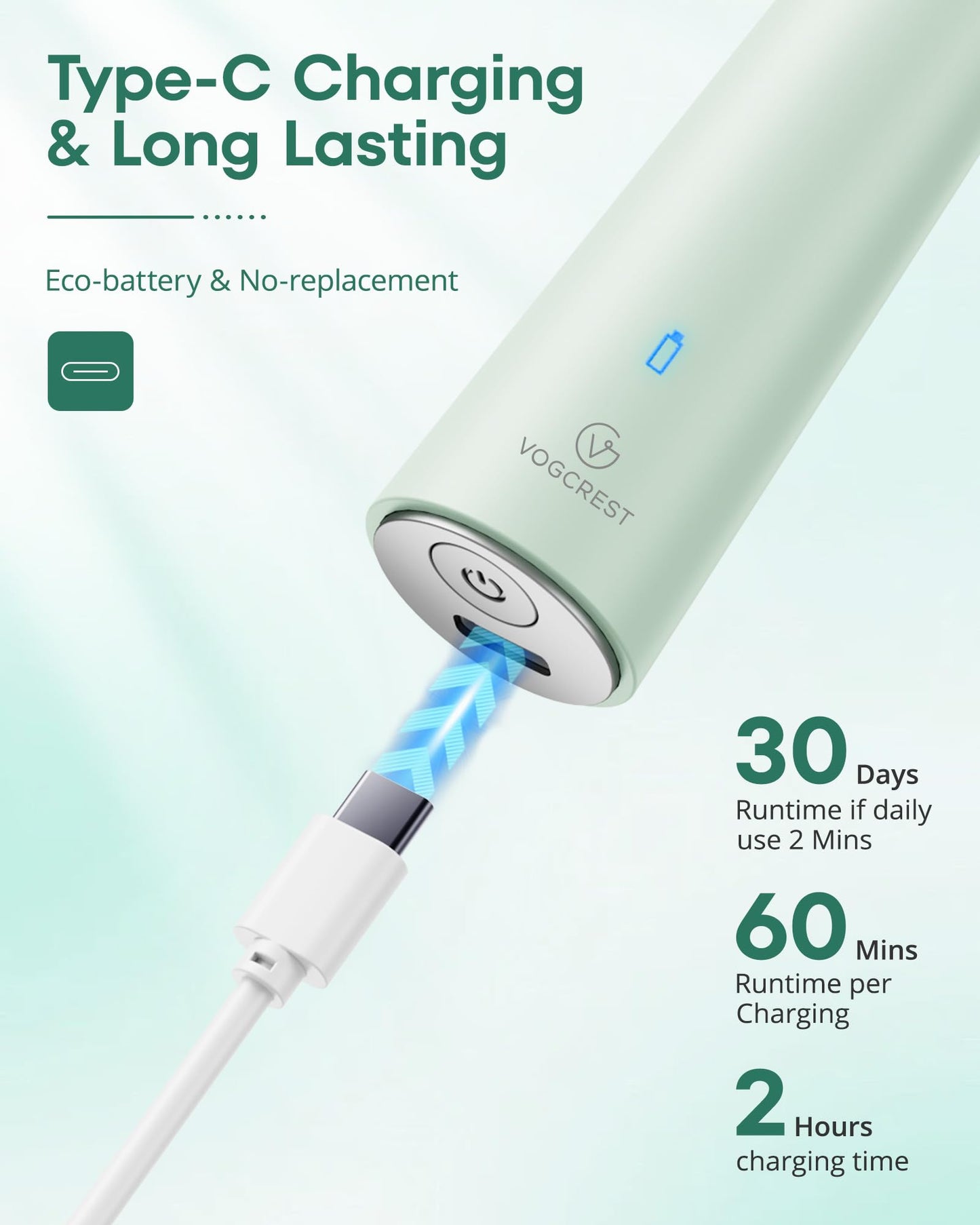 VG VOGCREST Nose Hair Trimmer for Women: Rechargeable 2 in 1 Ear Eyebrow Trimmer (Green)