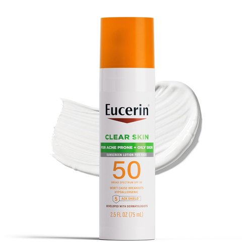 Eucerin Sunscreen Lotion SPF 50 - Lightweight, Oil-Absorbing Formula for Acne-Prone Skin | 2.5 Fl Oz