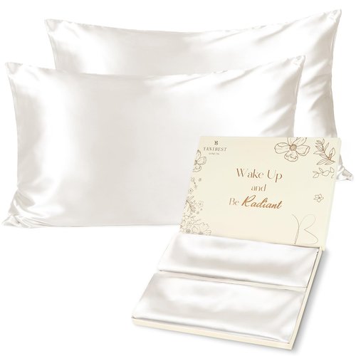 Yanibest Satin Pillowcase, Silk Pillow Cases for Hair and Skin with Zipper, Queen Pillow Cases Set of 2 for 20"x30", Exquisite Packaging for Women Men