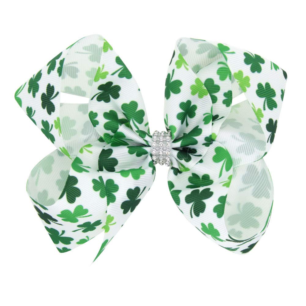 St. Patrick Bow Hair Clips Hairpin Grosgrain Ribbon Bows Holiday Barrettes JHSP07 (C1)