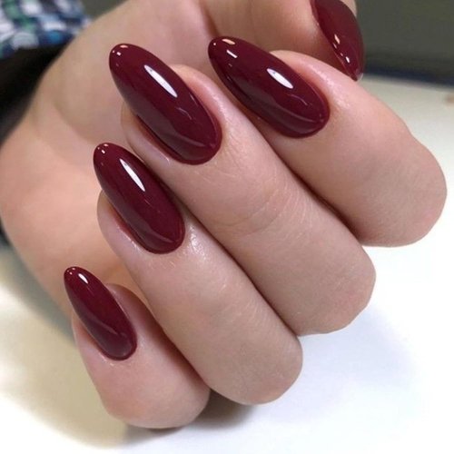 Modelones Christmas Press-On Nails - Red Short Almond Fake Nails | Reusable Kit with Glue & 30 Pcs in 15 Sizes