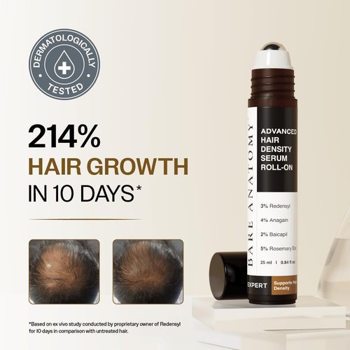 Bare Anatomy Advanced Hair Density Roll-On - 3% Redensyl, 4% Anagain & 5% Rosemary | Reduces Hair Fall & Supports Growth | 25ml