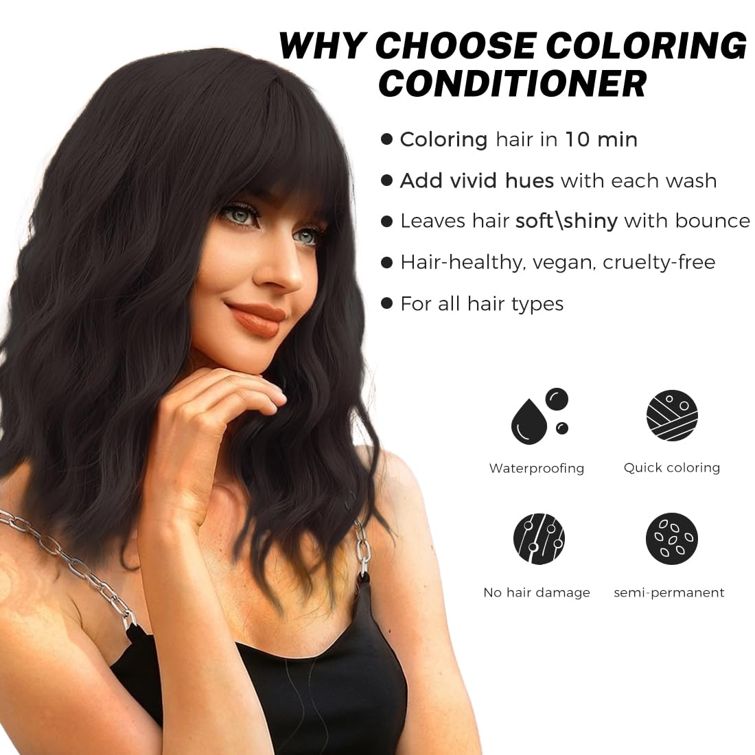 SOVONCARE Black Hair Color Depositing Conditioner Mask - 5.28 OZ | Cruelty-Free Formula