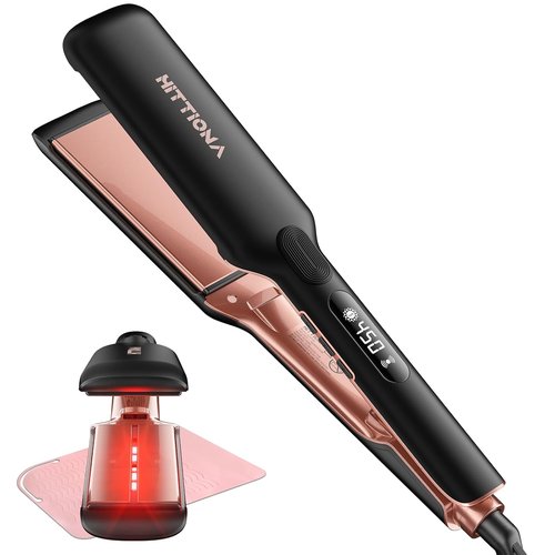 HITTIONA Flat Iron Hair Straightener - 1.75” Ceramic Infrared Ionic Design with Fast Heat-Up & Vibration Tech