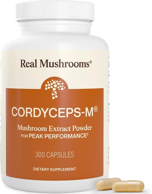 Real Mushrooms Cordyceps Capsules - Organic Energy & Performance Supplement | 300 Vegan, Non-GMO Capsules
