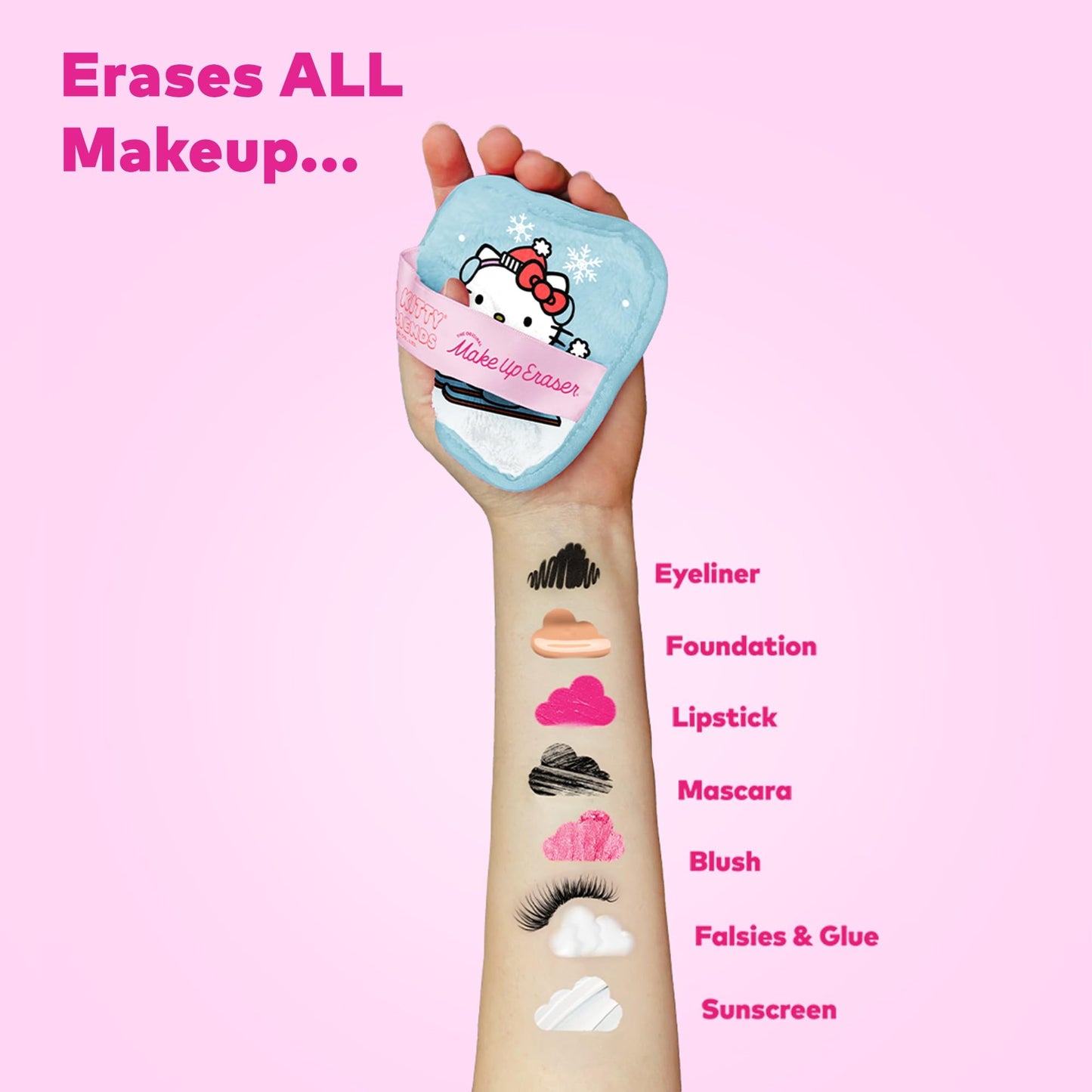 The Original MakeUp Eraser, 7-Day Set, Erase All Makeup With Just Water, Including Waterproof Mascara, Eyeliner, Foundation, Lipstick, Sunscreen, and More! Hello Kitty Skiing, 7ct.