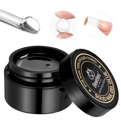 Beetles Solid Nail Glue Gel for False Tips, 15g Strong Adhesion for Clear Press on Acrylic Tips, Hard Gel 3D Sculpting for Spring Nail Art UV Light Cured