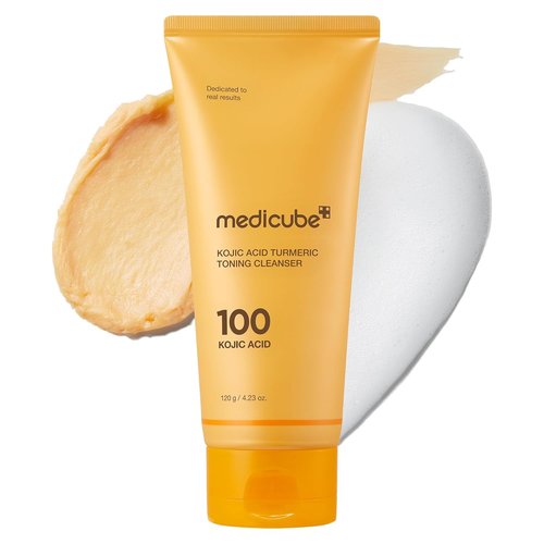 Medicube Facial Cleanser - Kojic Acid & Turmeric Whip Foam for Brightening | 4.23 oz Korean Skincare
