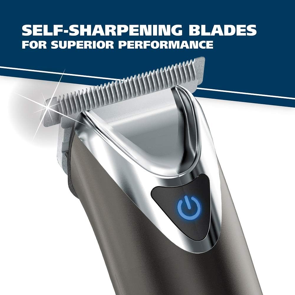 Wahl Stainless Steel Lithium Ion 2.0+ Beard Trimmer - Rechargeable Men's Grooming Kit with Nose & Ear Trimmer