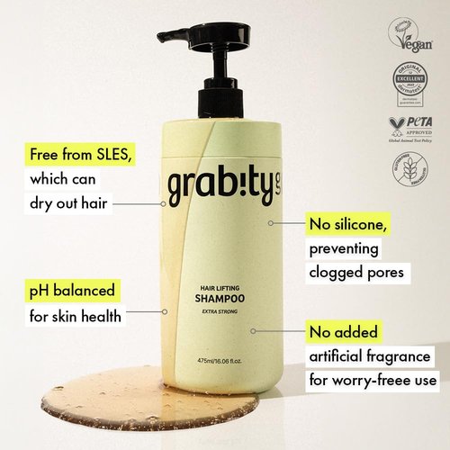Grabityg0.0 Hair Lifting Shampoo - Extra Strong Formula for Thinning Hair with Biotin & Salicylic Acid | Vegan & Sulfate-Free, 16.06 fl. oz.