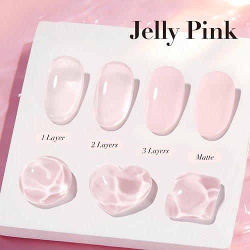 AZUREBEAUTY Jelly Pink Nail Polish - Sheer Light Peach Quick Dry Formula for Home Salon Use