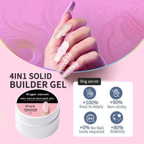 Solid Builder Gel for Nails, Non-Sticky Hand Hard Gel for Nails Nail Extension Gel Nail Art Salon Home Non-Sticky Hand (Set A)