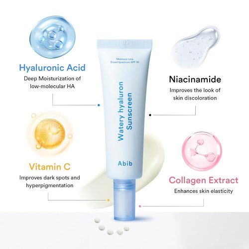 Abib Watery Hyaluron Sunscreen - Broad Spectrum SPF 30 | Hydrating Sunblock with Hyaluronic Acid, 1.69 fl oz