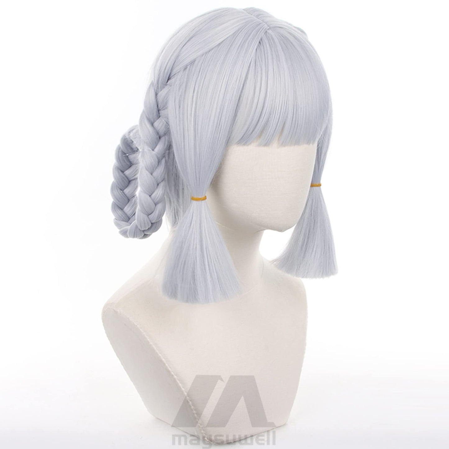 maysuwell Silver Cosplay Wig for Ayaka Springbloom Missive Wigs New Skin Genshhin impact Outfit Braid Hair Wigs for Women Comic Con