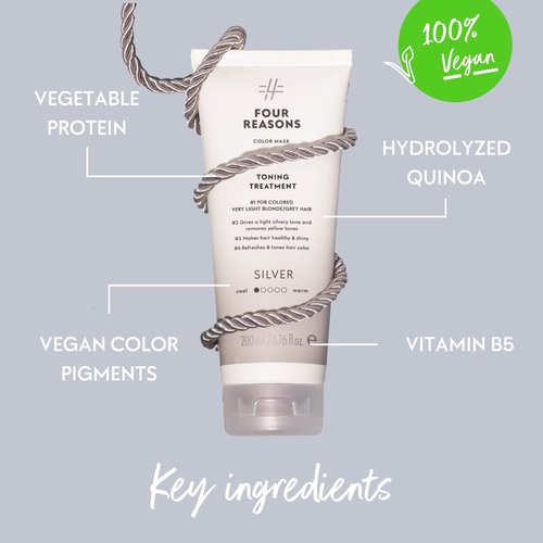 FOUR REASONS Color Mask - Silver Hair Gloss & Color Depositing Conditioner | Vegan & Cruelty-Free, 6.76 fl oz