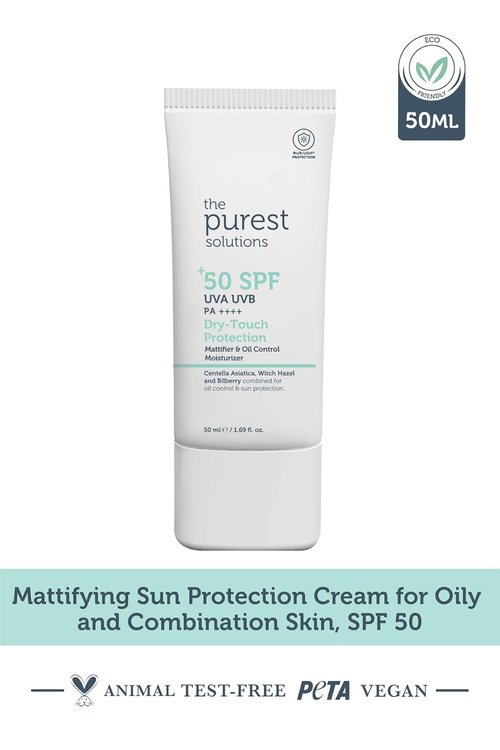 Purest Solutions Dry-Touch Protection Moisturizer SPF 50+ - Oil Control & Mattifier for Oily Skin | Vegan & Eco-Friendly (1.69 fl. oz)