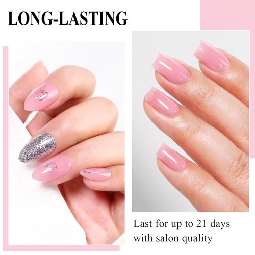 Imtiti Jelly Gel Nail Polish, Pink Sheer Jelly Gel Polish Spring Summer Translucent Art Manicure Salon DIY Design 10ML