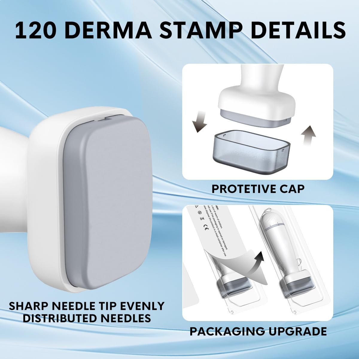 Titanium Derma Stamp Roller,Professional Microneedling Stamp pen for Beard Face Body 0.25 mm, DermaStamp for Home Use