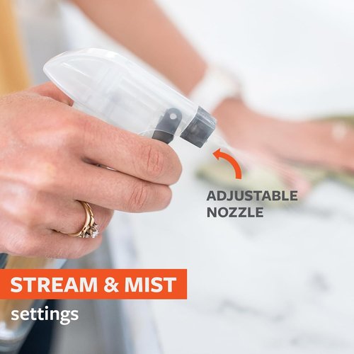 Full Circle - Refillable Glass Spray Bottle | Versatile Stream & Mist Options, 16oz Gray, 3 Pack - Eco-Friendly Cleaning & Plant Care