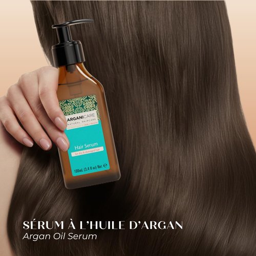 Arganicare Natural Argan Oil Serum with Jojoba Oil - Hair Growth Formula for Damaged Hair, Dry Scalp Treatment & Frizz Control - Vegan Shea Moisture Blend