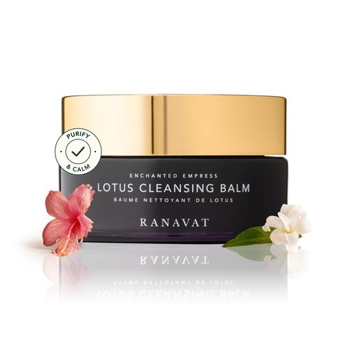 RANAVAT Lotus Facial Cleansing Balm - Gel to Milk Makeup Remover for Balanced Skin | 3.4 oz Resurfacing Cleanser with Blue Tansy Oil & Jasmine