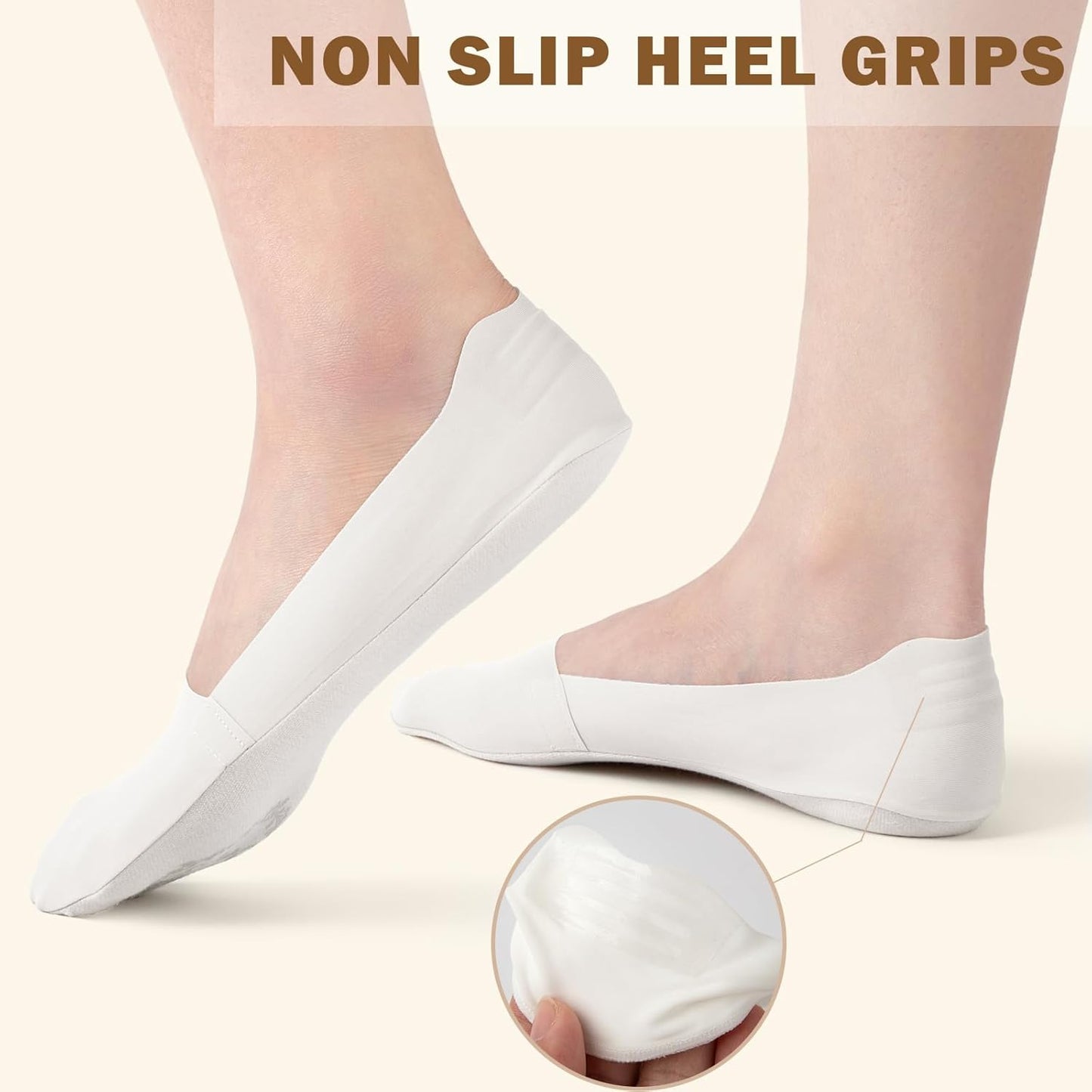 Sofier No Show Socks for Women - Non-Slip Low Cut Thin Silky Dress Footies | 6 Pairs in Black & Beige