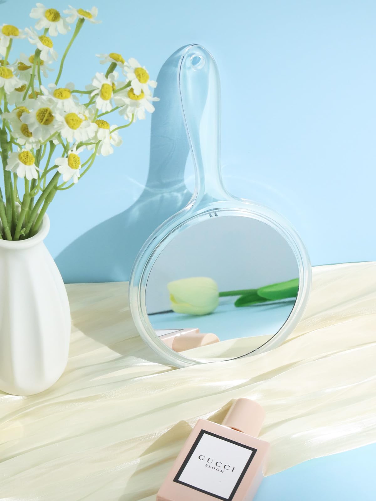 Macaki Hand Mirror, Double-Sided 1X/30X Magnifying Mirror with Handle, Acrylic, 8.3" L x 4.5" W, Clear, Pack of 1