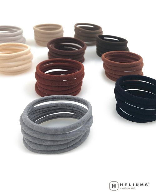 Heliums Thin Seamless Hair Ties - Dark Brown - 6mm Nylon No Damage Ponytail Holders, 1.75 Inch, Medium Hold for Thin to Normal Hair - 18 Pack
