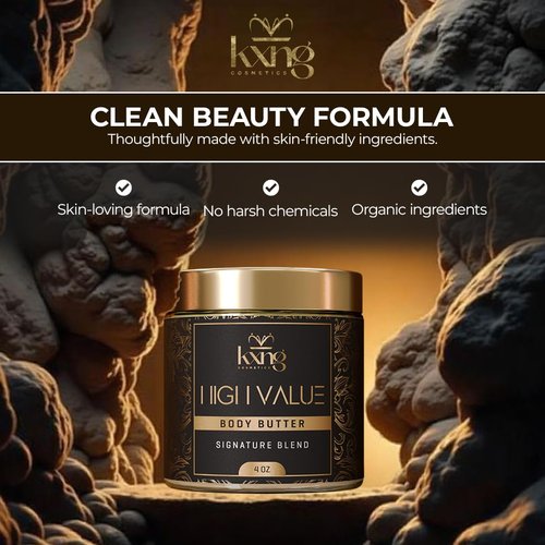 KXNG Cosmetics Shea Body Butter Cream - 4oz | Organic Deep Moisturizing Cream for All Skin Types