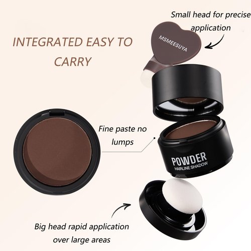 MSMEESUYA Hairline Powder Instantly, Fill In Fine or Root Touch up powder,Thinning Hair Instantly Thicker Touch Up for Windproof&Sweatproof, Darkroot touch up for Men & Women (BLACK丨4g/0.14Ounce)