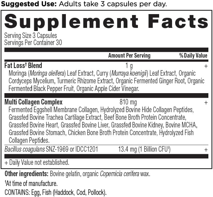 Ancient Nutrition Multi Collagen - Advanced Lean Formula with Probiotics for Healthy Weight Loss | 90 Count
