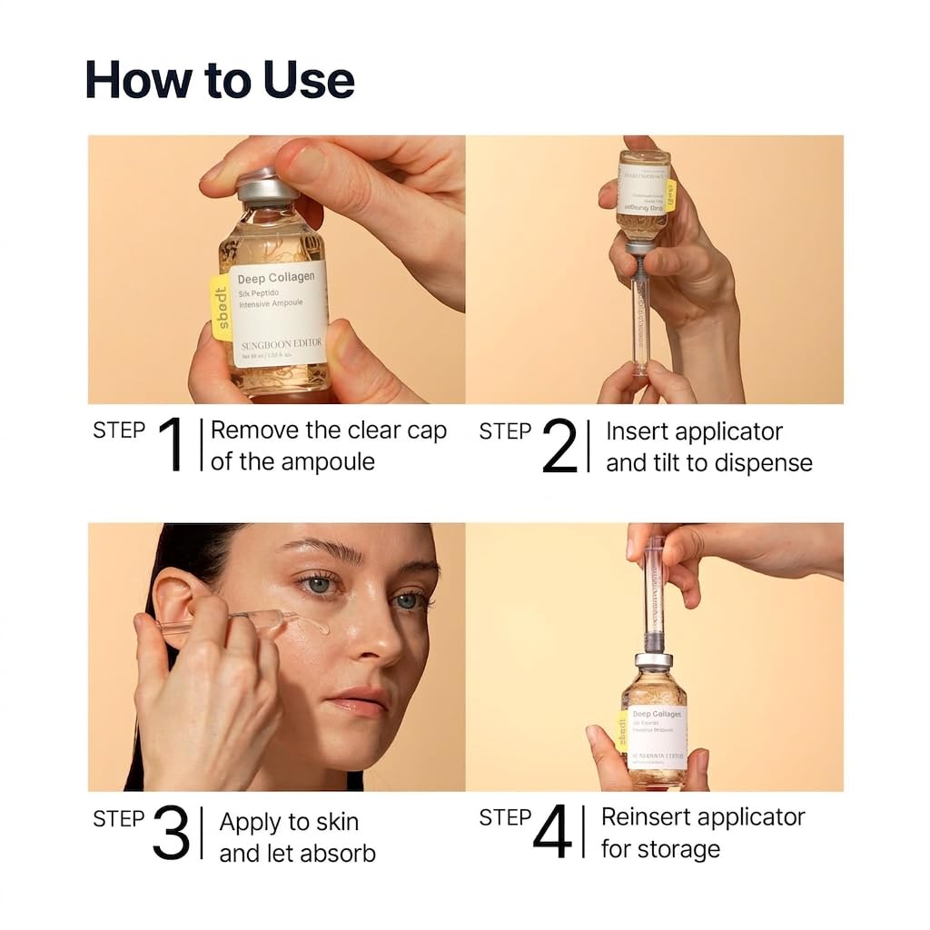 SUNGBOON EDITOR Glow Intensive Silk Peptide Ampoule - Hydrating Copper Peptides Serum for Smooth Skin | 1.35 fl oz