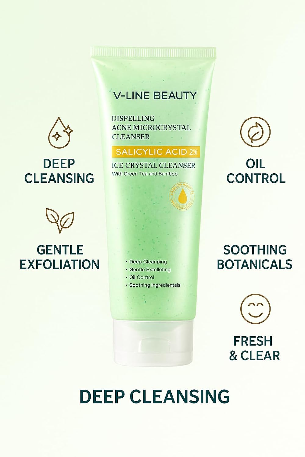Skiennix Microcrystal Deep Cleansing Gel Scrub - 2% BHA & Glycerin for Acne-Prone Skin, 4 oz