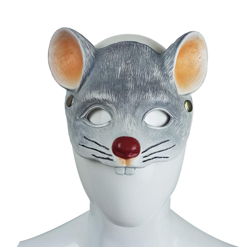 NOLITOY Rat Mask Rat Head Masks Animal Masks for Halloween Costume Party Props Light Grey