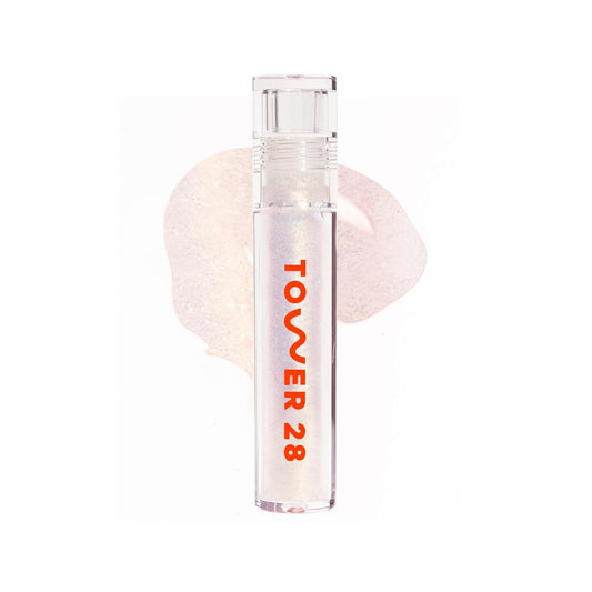 Tower 28 ShineOn Lip Gloss Jelly - Hydrating Shimmery Gloss for Sensitive Lips - Gold Shimmer (0.13 oz)