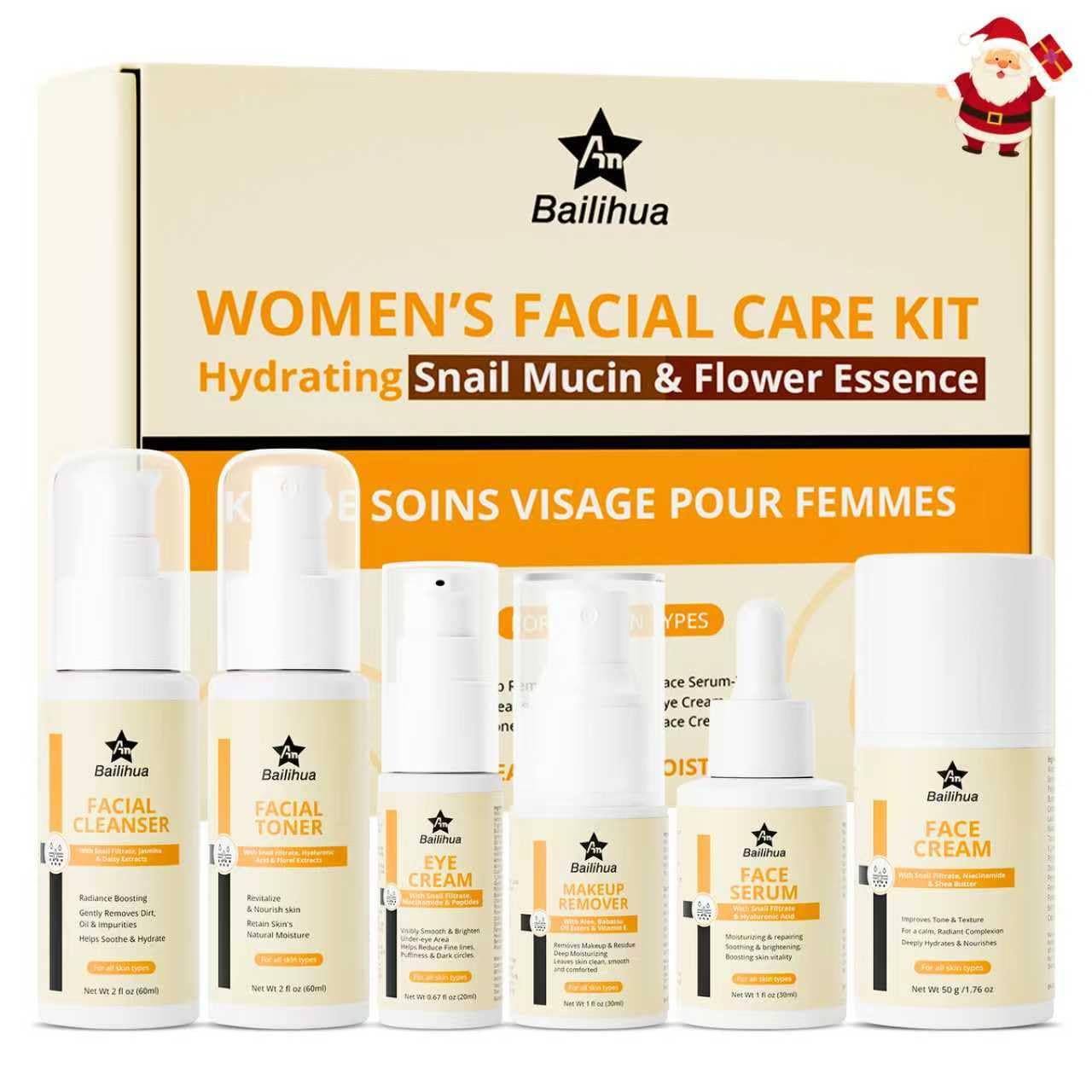 Skiennix Snail Mucin Facial Care Set - Travel Size Skincare Kit for Women & Teens | Perfect Gift for Birthdays & Holidays