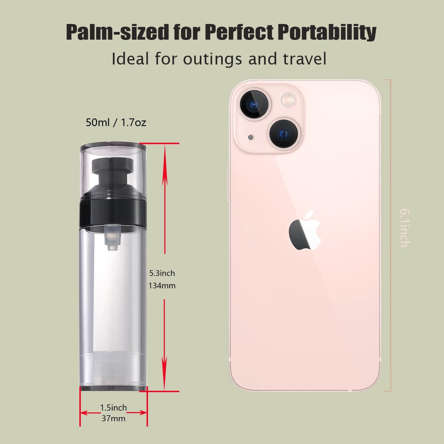 Wide Caliber airless Vacuum Pump Bottle, Reusable Cosmetics Pump Dispenser, DIY Easy Canned, Translucent Black Travel Size can be Packaged Separately Shampoo Light Lotion, etc. (1.7/oz, 4 Packs)