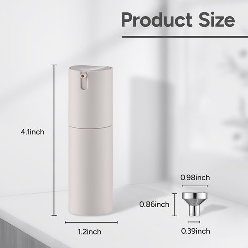 Airless Pump Bottles Travel: Lotion Dispenser for Small Size - Empty Shampoo Containers - Mini Vacuum Jar for Cream - 1 oz Plastic Gray