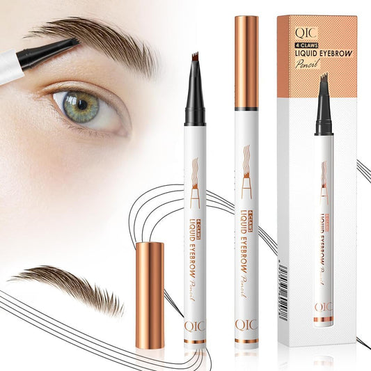 2 Pcs Microblading Eyebrow Pen, 2024 Upgraded 3D Waterproof 4-Tip Eyebrow Pencil, Natural Makeup Long-Lasting Fine Stroke Magic Eyebrow Pencil for Women Stay on All Day (2Black)