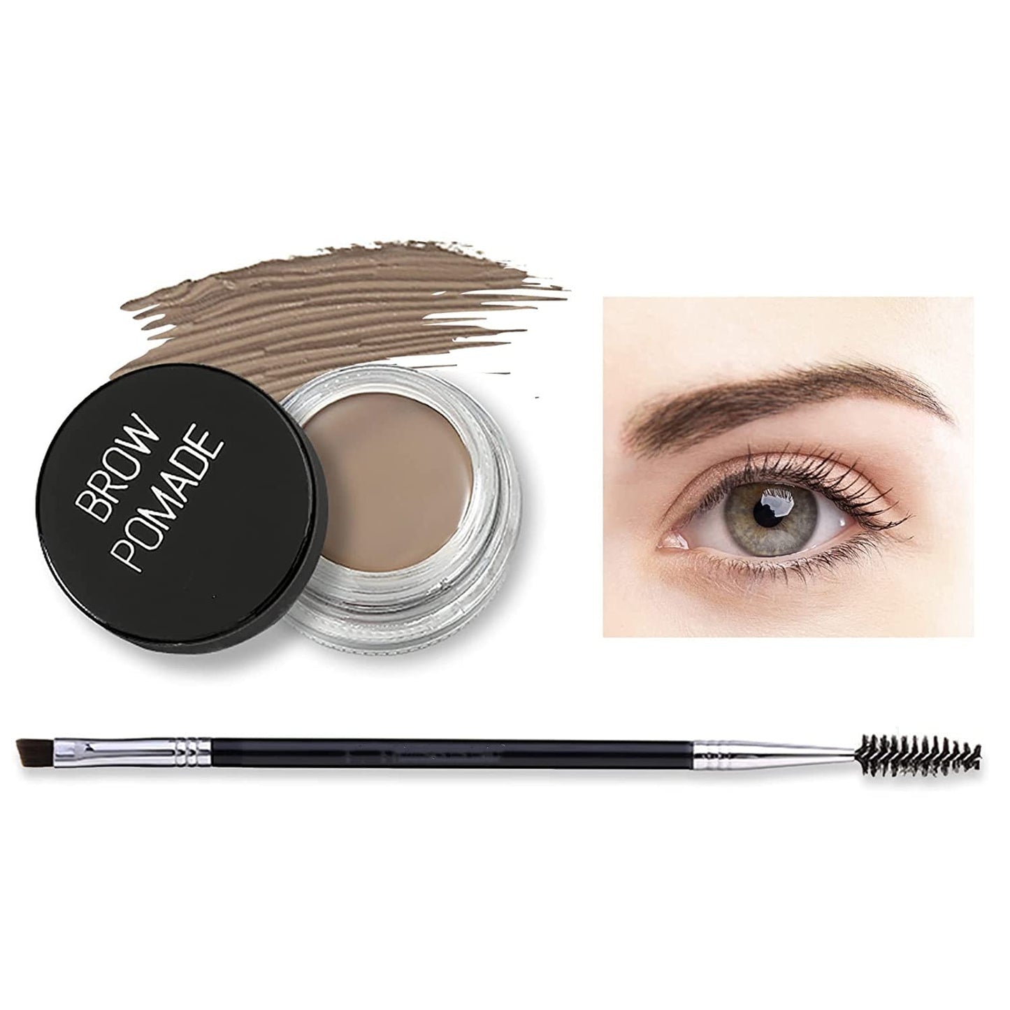 MAEPEOR Matte Eyebrow Pomade 6 Colors Creamy Smooth Full-pigmented Brow Pomade Long Lasting Waterproof Cream Brow Gel with Eyebrow Brush (Matte, 02 Taupe)