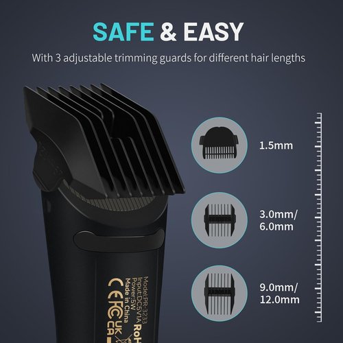 PRITECH Body Hair Trimmer for Men - Waterproof Ceramic Blade Electric Razor | USB-C Charging, Wet & Dry Use