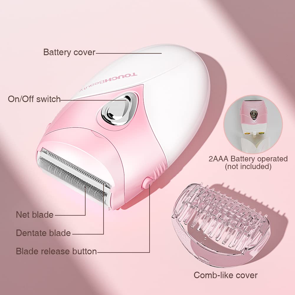 TOUCHBeauty Upgrade Electric Shaver for Women, Razor Cordless for Silky & Smooth Skin, Wet/Dry, Best for Travel (Pink)