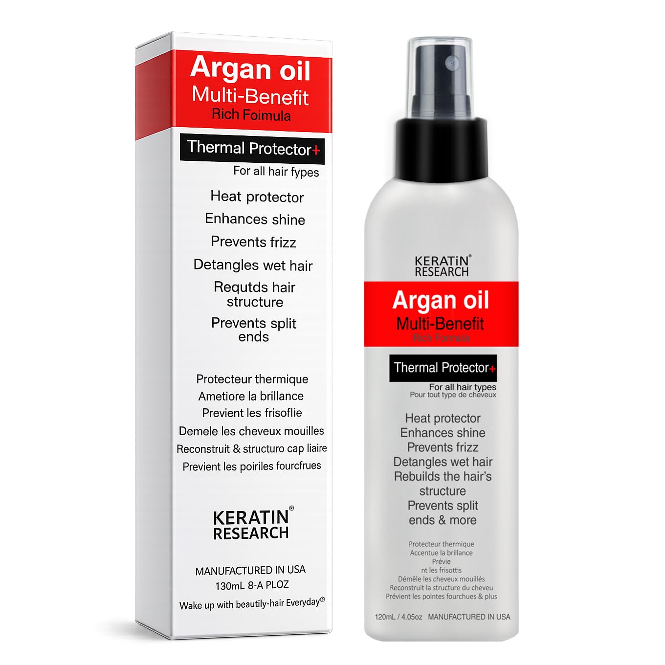 Skiennix Thermal Hair Protector Spray - Enhances Shine, Eliminates Frizz & Detangles | Heat Activated Formula