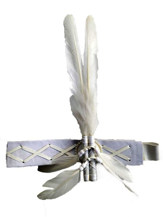 The World of Feathers Adult Feather Headband | Native American Indian Inspired | Fun Costume Accessory | Headdress (White)