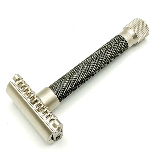 Parker Double Edge Safety Razor - Adjustable Open Comb for Customized Shaving | 5 Blades Included (Graphite Gray)