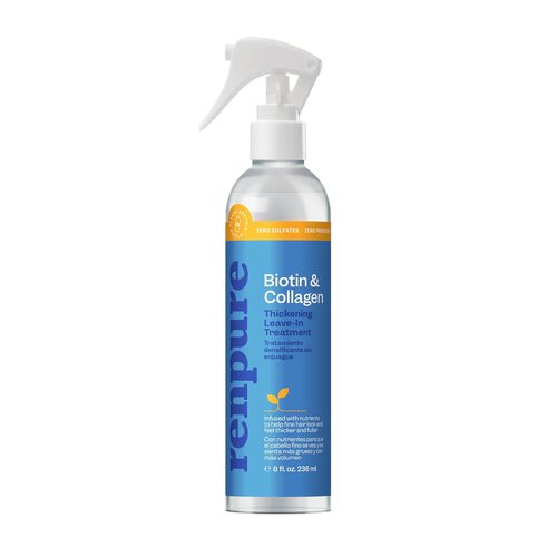 Renpure Biotin & Collagen Leave-In Conditioner - Fuller, Thicker Shine for Fine Hair | 8 Fl Oz